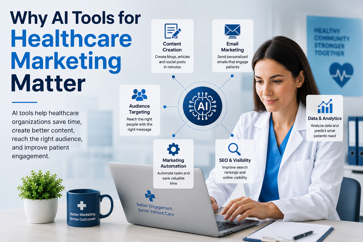 Why AI Tools for Healthcare Marketing Matter desine this imge
