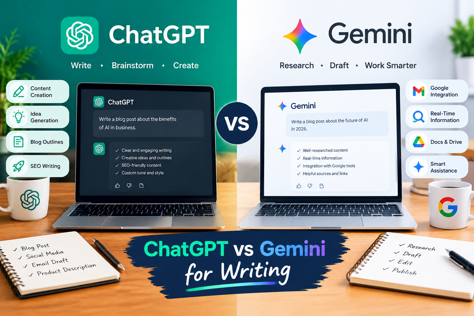 ChatGPT vs Gemini for Writing