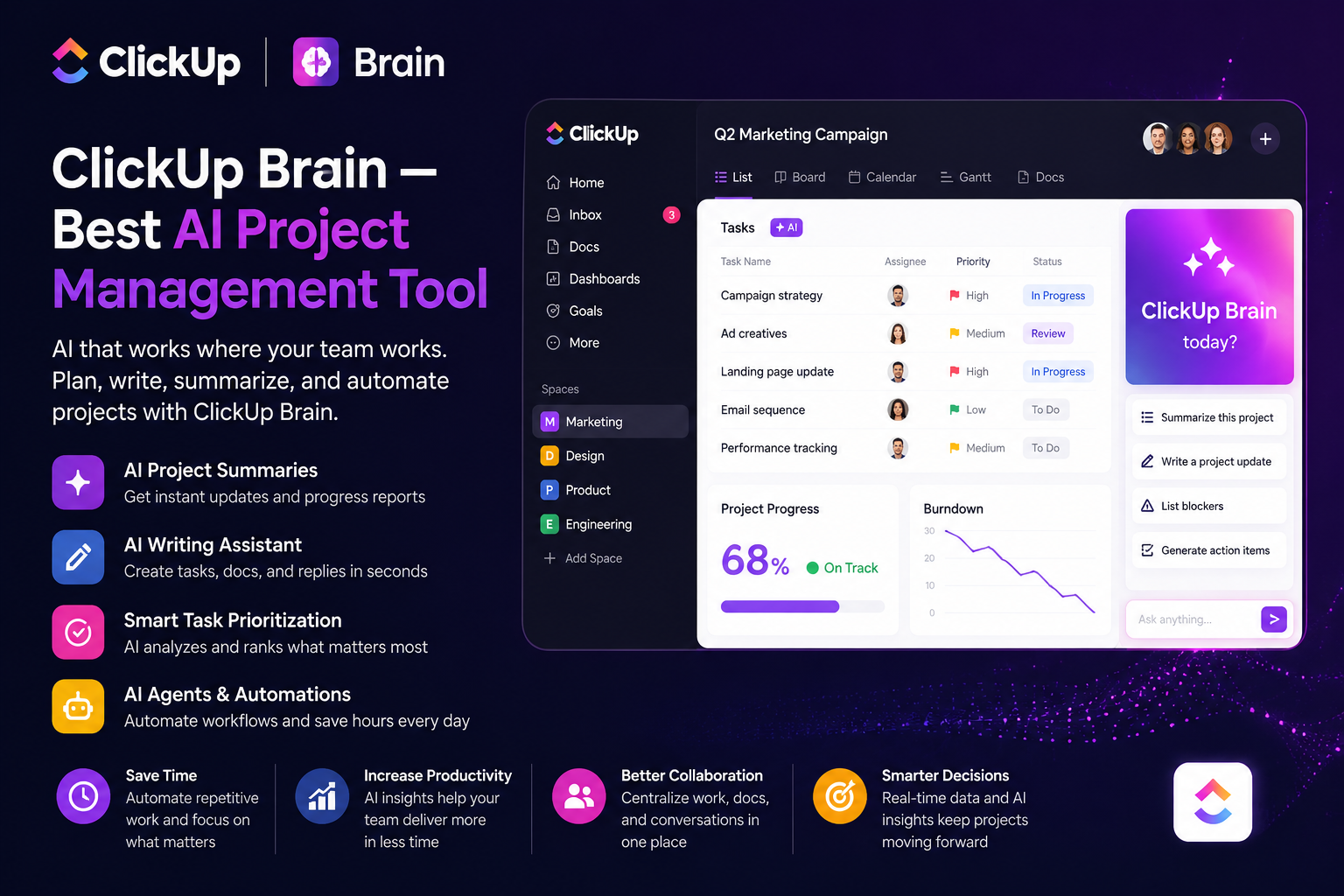 ClickUp Brain — Best AI Project Management Tool