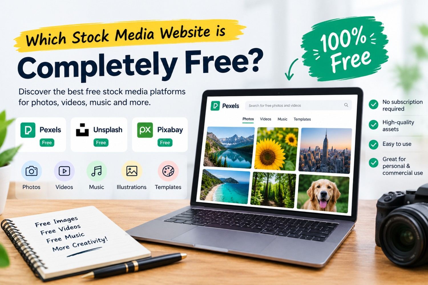 Which stock media website is completely free?